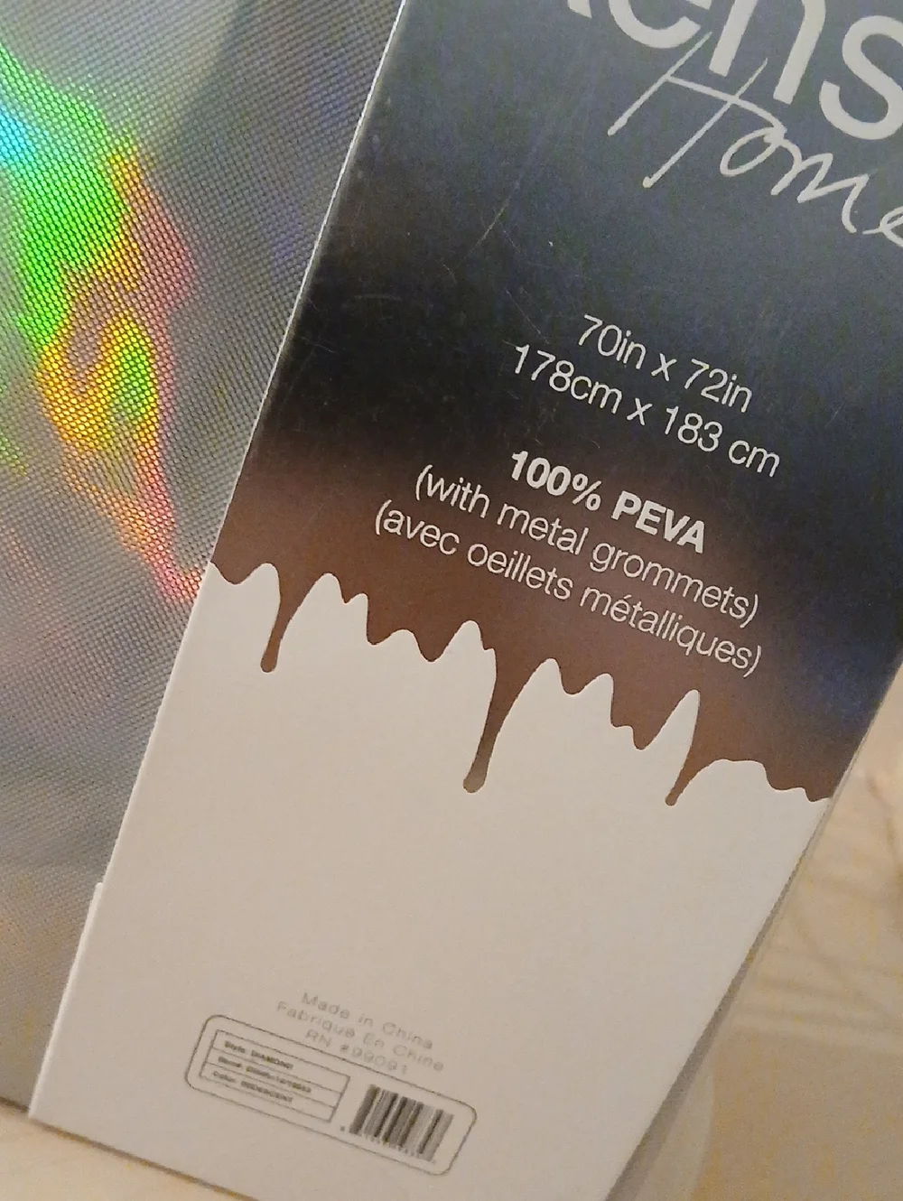 Kensie Holographic Diamond Shower Curtain - Silver